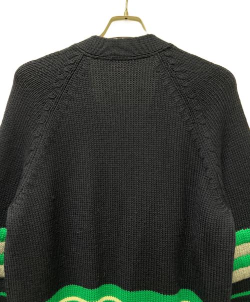 MIU MIU（ミュウミュウ）MIU MIU (ミュウミュウ) ニットカーディガン ネイビー×グリーン サイズ:３８の古着・服飾アイテム