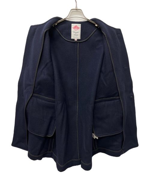 DANTON（ダントン）DANTON (ダントン) WOOL LIGHT PILE ノーカラーロングコート ネイビー サイズ:３８の古着・服飾アイテム