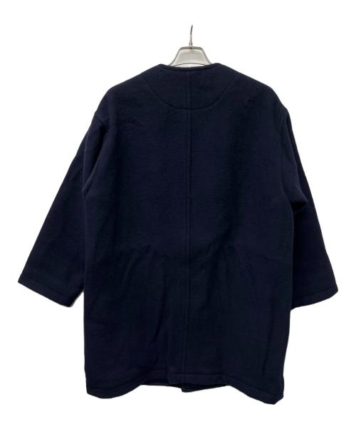 DANTON（ダントン）DANTON (ダントン) WOOL LIGHT PILE ノーカラーロングコート ネイビー サイズ:３８の古着・服飾アイテム