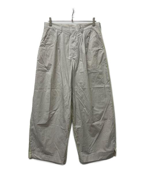 Dulcamara（ドゥルカマラ）Dulcamara (ドゥルカマラ) スラッシュヘムワイドシャツパンツ グリーン×グレー サイズ:２の古着・服飾アイテム