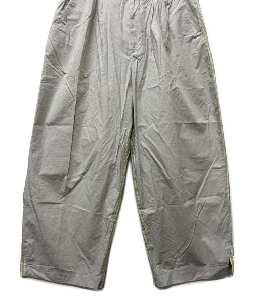 Dulcamara（ドゥルカマラ）Dulcamara (ドゥルカマラ) スラッシュヘムワイドシャツパンツ グリーン×グレー サイズ:２の古着・服飾アイテム