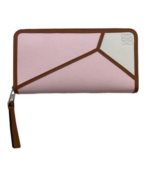 LOEWE（ロエベ）LOEWE (ロエベ) パズル ジップアラウンドウォレット ピンク×ブラウンの古着・服飾アイテム