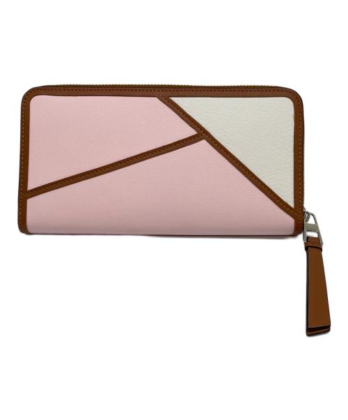 LOEWE（ロエベ）LOEWE (ロエベ) パズル ジップアラウンドウォレット ピンク×ブラウンの古着・服飾アイテム