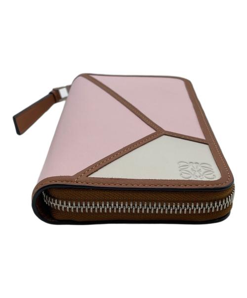 LOEWE（ロエベ）LOEWE (ロエベ) パズル ジップアラウンドウォレット ピンク×ブラウンの古着・服飾アイテム