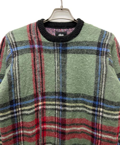 stussy（ステューシー）stussy (ステューシー) モヘア混チェックニット グリーン サイズ:Ｓの古着・服飾アイテム