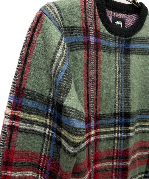 stussy（ステューシー）stussy (ステューシー) モヘア混チェックニット グリーン サイズ:Ｓの古着・服飾アイテム