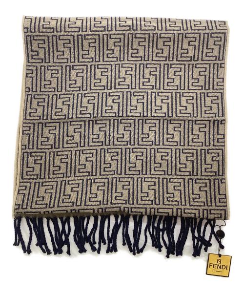 FENDI（フェンディ）FENDI (フェンディ) マフラー ベージュ×ブラックの古着・服飾アイテム