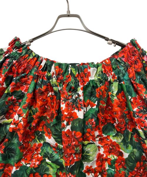 DOLCE & GABBANA（ドルチェ＆ガッバーナ）DOLCE & GABBANA (ドルチェ＆ガッバーナ) 半袖ブラウス レッド×グリーン サイズ:３８の古着・服飾アイテム