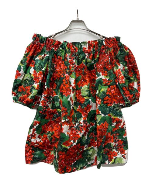 DOLCE & GABBANA（ドルチェ＆ガッバーナ）DOLCE & GABBANA (ドルチェ＆ガッバーナ) 半袖ブラウス レッド×グリーン サイズ:３８の古着・服飾アイテム
