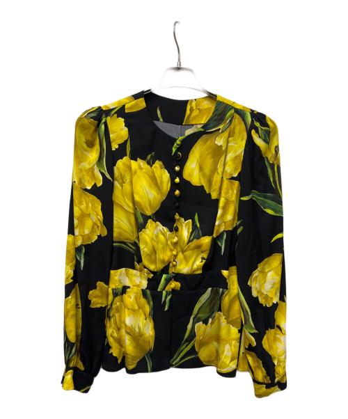 DOLCE & GABBANA（ドルチェ＆ガッバーナ）DOLCE & GABBANA (ドルチェ＆ガッバーナ) 長袖ブラウス イエロー×ブラック サイズ:４０の古着・服飾アイテム