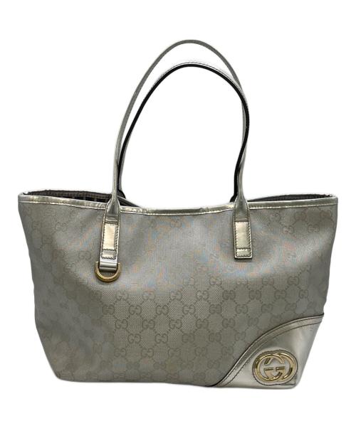 GUCCI（グッチ）GUCCI (グッチ) GGキャンバス インターロッキング ニューブリット トートバッグ シルバー サイズ:下記参照の古着・服飾アイテム
