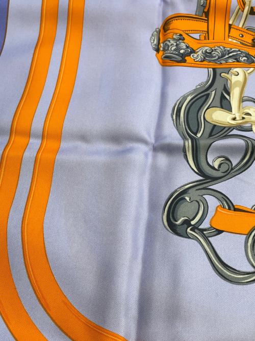 HERMES（エルメス）HERMES (エルメス) シルクスカーフ パープル×オレンジの古着・服飾アイテム