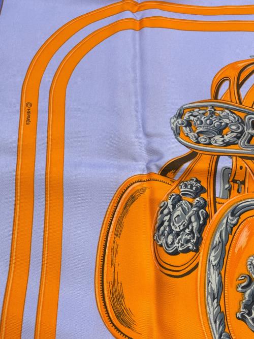 HERMES（エルメス）HERMES (エルメス) シルクスカーフ パープル×オレンジの古着・服飾アイテム