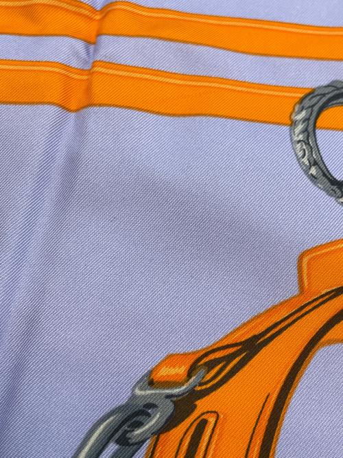 HERMES（エルメス）HERMES (エルメス) シルクスカーフ パープル×オレンジの古着・服飾アイテム