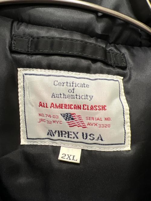 AVIREX（アヴィレックス）AVIREX (アヴィレックス) 中綿ジャケット ブラック サイズ:2XLの古着・服飾アイテム