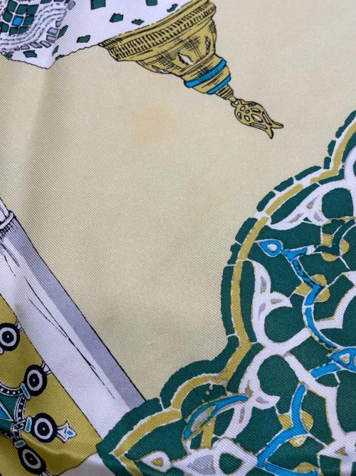 manipuri（マニプリ）manipuri (マニプリ) シルクスカーフ65 イエロー×グリーンの古着・服飾アイテム