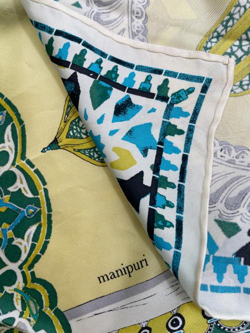 manipuri（マニプリ）manipuri (マニプリ) シルクスカーフ65 イエロー×グリーンの古着・服飾アイテム