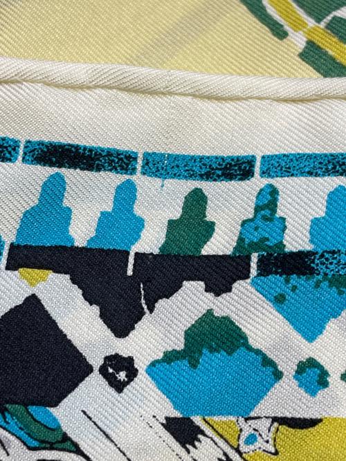 manipuri（マニプリ）manipuri (マニプリ) シルクスカーフ65 イエロー×グリーンの古着・服飾アイテム