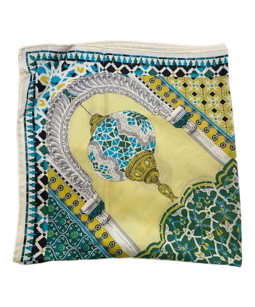 manipuri（マニプリ）manipuri (マニプリ) シルクスカーフ65 イエロー×グリーンの古着・服飾アイテム