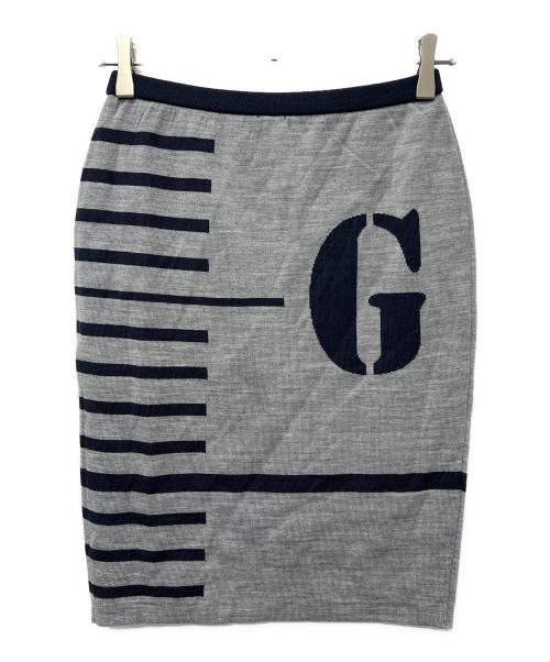 Jean Paul GAULTIER（ジャンポールゴルチェ）Jean Paul GAULTIER (ジャンポールゴルチェ) ニットスカート グレー×ネイビー サイズ:３８の古着・服飾アイテム