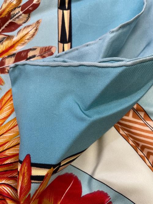 HERMES（エルメス）HERMES (エルメス) カレ　90　BRAZIL スカイブルーの古着・服飾アイテム