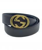 GUCCIグッチ）の古着「インターロッキングレザーベルト」｜ブラウン