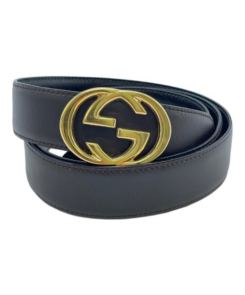 GUCCI（グッチ）GUCCI (グッチ) インターロッキングレザーベルト ブラウンの古着・服飾アイテム