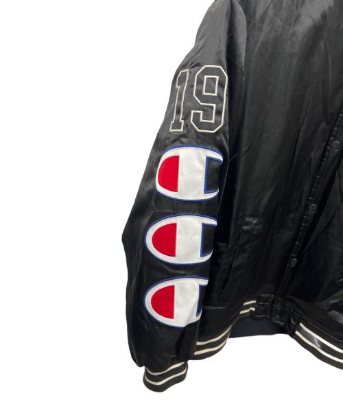 Champion（チャンピオン）Champion (チャンピオン) SUPREME (シュプリーム) Hooded Satin Varsity Jacket ブラック サイズ:Ｌの古着・服飾アイテム