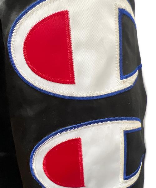 Champion（チャンピオン）Champion (チャンピオン) SUPREME (シュプリーム) Hooded Satin Varsity Jacket ブラック サイズ:Ｌの古着・服飾アイテム