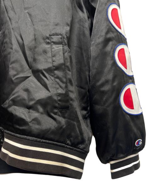 Champion（チャンピオン）Champion (チャンピオン) SUPREME (シュプリーム) Hooded Satin Varsity Jacket ブラック サイズ:Ｌの古着・服飾アイテム