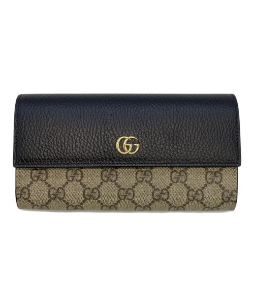 GUCCI（グッチ）GUCCI (グッチ) コンチネンタルウォレット ベージュ×ブラックの古着・服飾アイテム