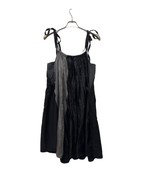 NAKAGAMI（ナカガミ）NAKAGAMI (ナカガミ) 異素材切替キャミソールワンピース ブラック サイズ:Ｍの古着・服飾アイテム