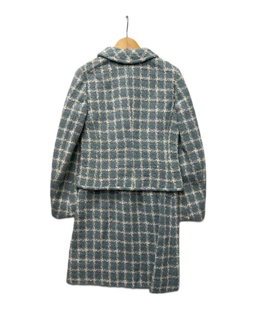VALENTINO（ヴァレンティノ）VALENTINO (ヴァレンティノ) ツイードセットアップスーツ スカイブルー サイズ:３８の古着・服飾アイテム