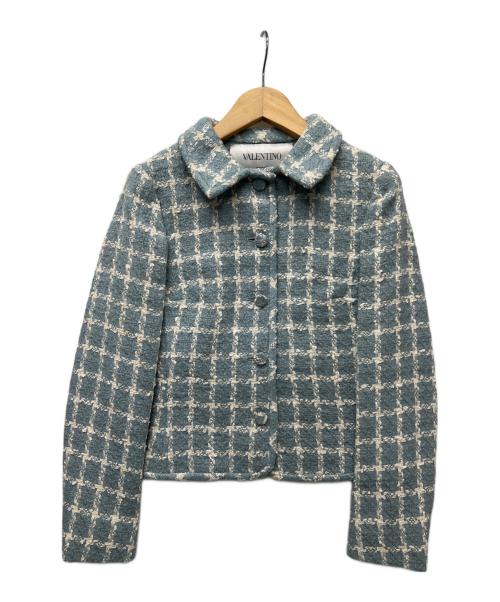 VALENTINO（ヴァレンティノ）VALENTINO (ヴァレンティノ) ツイードセットアップスーツ スカイブルー サイズ:３８の古着・服飾アイテム