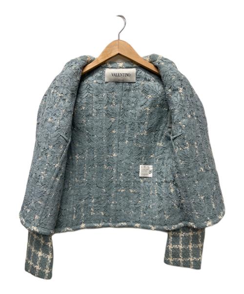 VALENTINO（ヴァレンティノ）VALENTINO (ヴァレンティノ) ツイードセットアップスーツ スカイブルー サイズ:３８の古着・服飾アイテム