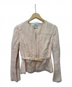 VALENTINOヴァレンティノ）の古着「ツイードレースジャケット」｜ピンク