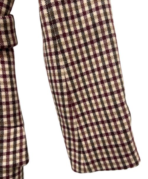 MIU MIU（ミュウミュウ）MIU MIU (ミュウミュウ) チェックコート レッド×ベージュ サイズ:３６の古着・服飾アイテム