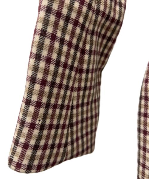 MIU MIU（ミュウミュウ）MIU MIU (ミュウミュウ) チェックコート レッド×ベージュ サイズ:３６の古着・服飾アイテム