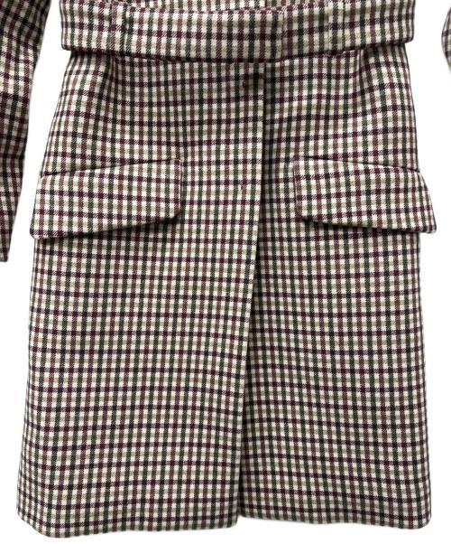 MIU MIU（ミュウミュウ）MIU MIU (ミュウミュウ) チェックコート レッド×ベージュ サイズ:３６の古着・服飾アイテム