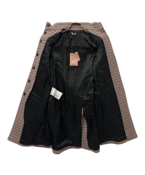 MIU MIU（ミュウミュウ）MIU MIU (ミュウミュウ) チェックコート レッド×ベージュ サイズ:３６の古着・服飾アイテム