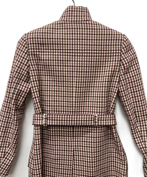 MIU MIU（ミュウミュウ）MIU MIU (ミュウミュウ) チェックコート レッド×ベージュ サイズ:３６の古着・服飾アイテム