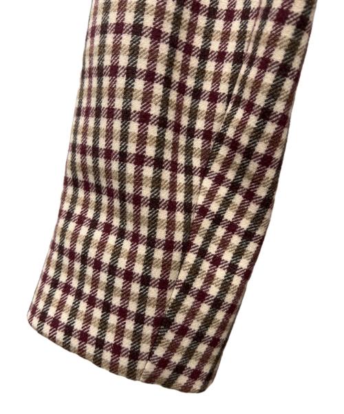 MIU MIU（ミュウミュウ）MIU MIU (ミュウミュウ) チェックコート レッド×ベージュ サイズ:３６の古着・服飾アイテム