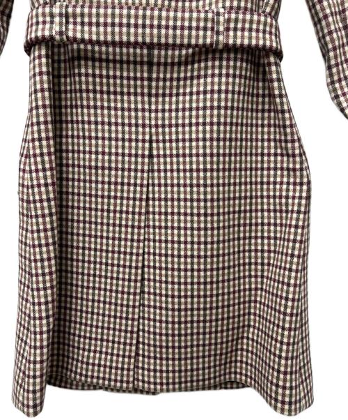 MIU MIU（ミュウミュウ）MIU MIU (ミュウミュウ) チェックコート レッド×ベージュ サイズ:３６の古着・服飾アイテム