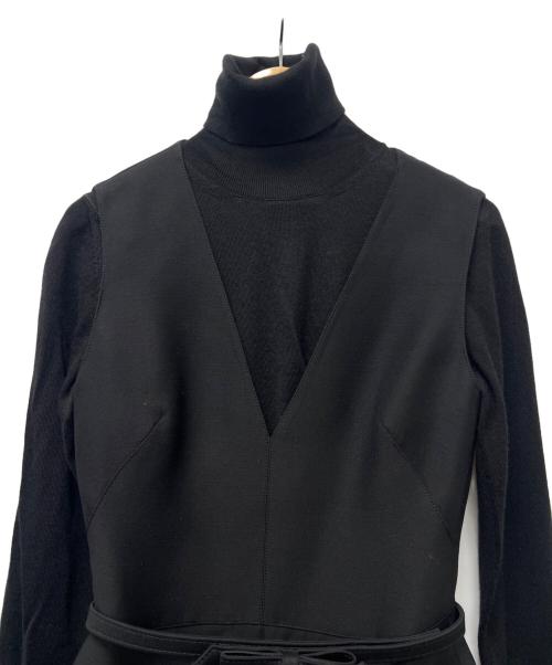 VALENTINO（ヴァレンティノ）VALENTINO (ヴァレンティノ) タートルネックニットレイヤードワンピース ブラック サイズ:３８の古着・服飾アイテム