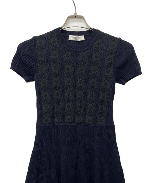 VALENTINO（ヴァレンティノ）VALENTINO (ヴァレンティノ) ニット半袖ワンピース ネイビー サイズ:Ｓの古着・服飾アイテム