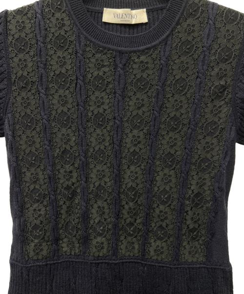 VALENTINO（ヴァレンティノ）VALENTINO (ヴァレンティノ) ニット半袖ワンピース ネイビー サイズ:Ｓの古着・服飾アイテム