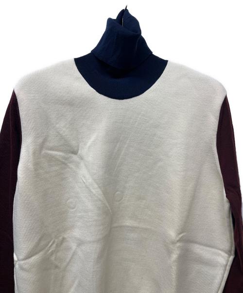 CELINE（セリーヌ）CELINE (セリーヌ) 薄手ニット ホワイト×ネイビー サイズ:Ｓの古着・服飾アイテム