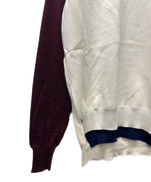CELINE（セリーヌ）CELINE (セリーヌ) 薄手ニット ホワイト×ネイビー サイズ:Ｓの古着・服飾アイテム