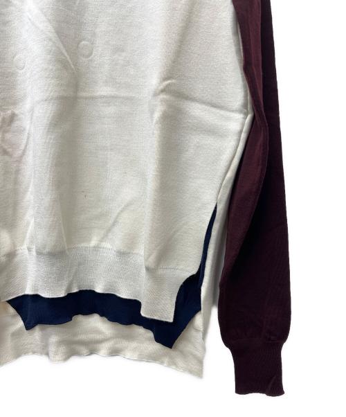 CELINE（セリーヌ）CELINE (セリーヌ) 薄手ニット ホワイト×ネイビー サイズ:Ｓの古着・服飾アイテム