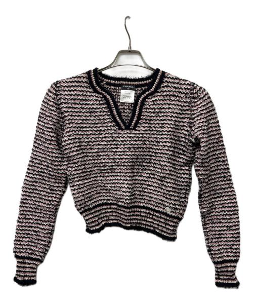 CHANEL（シャネル）CHANEL (シャネル) キーネックニット ピンク サイズ:３４の古着・服飾アイテム